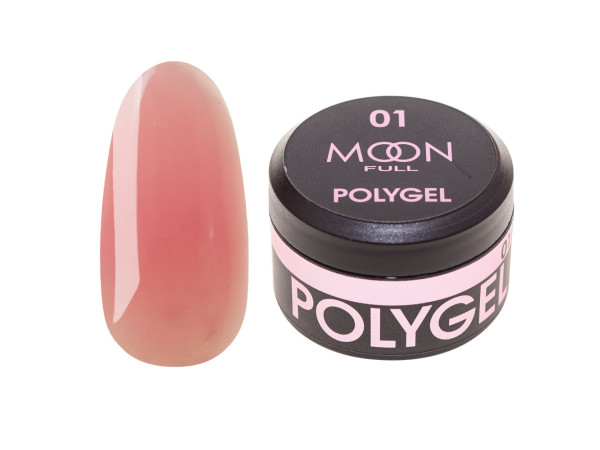 Полігель для нарощування нігтів Moon Full Poly Gel №01 Рожева Орхідея 15 мл