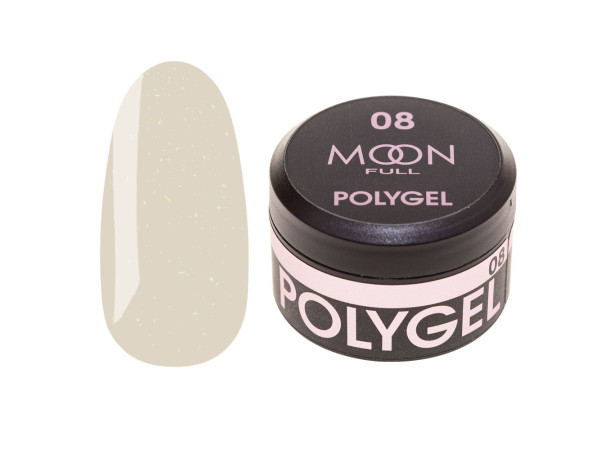 Полігель для нарощування нігтів Moon Full Poly Gel №08 Нюдовий з шимером 15 мл