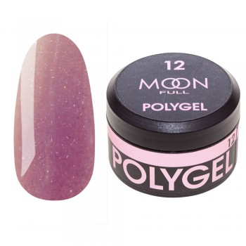 Полигель для наращивания ногтей Moon Full Poly Gel №12 Розово-металический с шиммером 15 мл