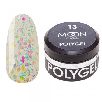 Заказать Полігель для нарощування нігтів Moon Full Poly Gel №13 Перлинне конфетті з поталлю 15 мл недорого