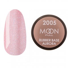 Каучукова база для гель лаку Moon Full Aurora №2005 рожева з мілким шимером 15 мл
