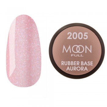 Заказать Каучуковая база для гель лака Moon Full Aurora №2005 розовая с мелким шиммером 15 мл недорого