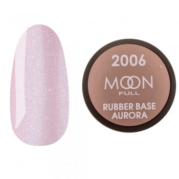 Заказать Каучуковая база для гель лака Moon Full Aurora №2006 светло розовая с мелким шиммером 15 мл недорого