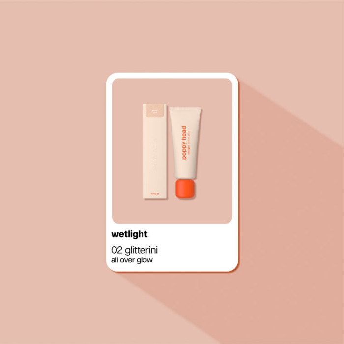 Хайлайтер для обличчя та тіла POPPY HEAD Wetlight All Over Glow, 02 Glitterini, 5903843265535