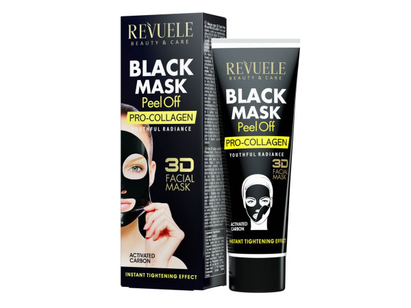 Черная маска REVUELE 3D Facial Peel Off PRO-COLLAGEN 80 мл