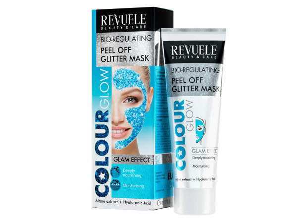 Маска-пленка голубая Revuele Color Glow Glitter биорегулирующая с блестками,80 мл
