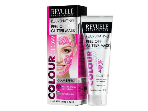 Маска-пленка розовая Revuele Color Glow Glitter омолаживающая с блестками 80 мл