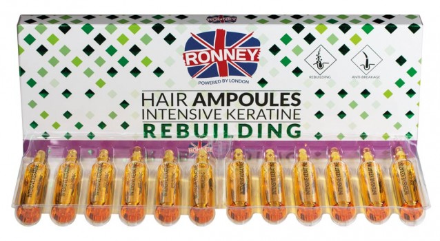 Заказать Ампули для відновлення волосся RONNEY Hair Ampoules Intensive KERATINE Rebuilding (12x10 мл) недорого