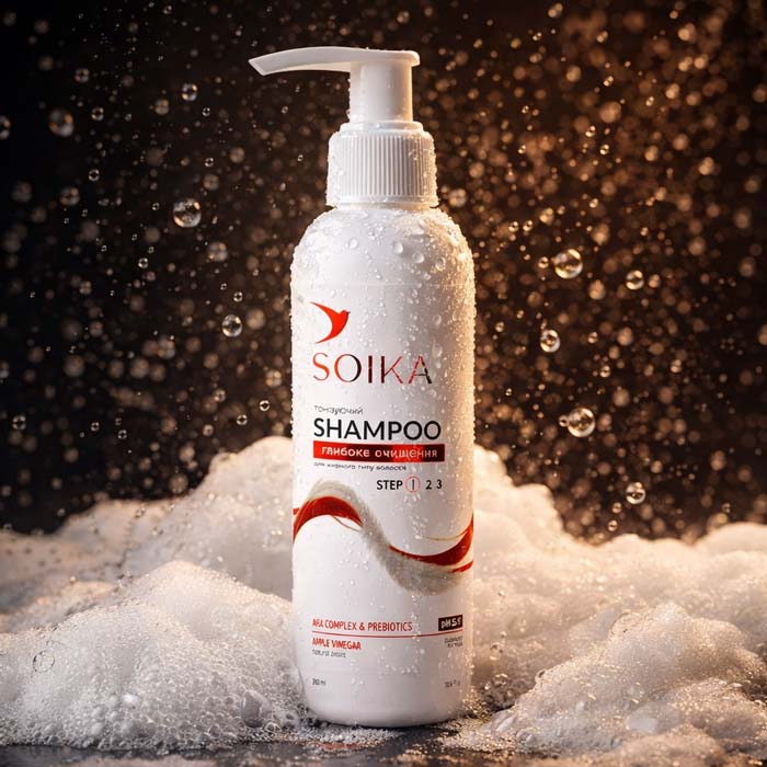 Шампунь Soika Глубокая очистка с Комплексом АНА кислот и Яблочным уксусом, 300 мл