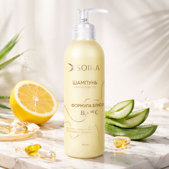 Шампунь-реконструктор для волосся Soika Формула блиску 340 мл, 4820238722002