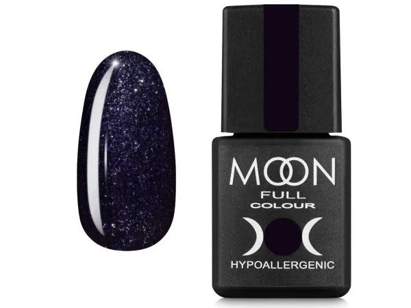 Гель-лак MOON FULL color Gel polish №189 черный с блестками 8 мл