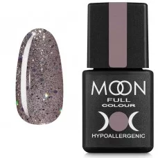 Гель-лак MOON FULL color Gel polish №323 сріблясто-бежевий з різнобарвним глітером 8 мл