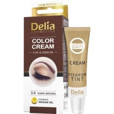 Крем-фарба для брів Delia Cosmetics з олією аргани № 3.0 Темно-коричнева 15 мл