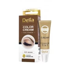 Крем-фарба для бровей Delia Cosmetics з олією аргани тон 4.0 Коричнева 15 мл