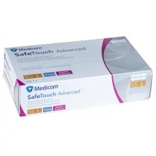Рукавички нiтриловi оглядовi текстуровані без пудри нестерильні Medicom SafeTouch Advanced маджента, 3,5г розмір XS 50 пар