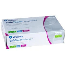 Рукавички нiтриловi оглядовi текстуровані без пудри нестерильні Medicom SafeTouch Advanced маджента, 3,5г розмір L 50 пар