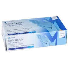 Рукавички нітрилові оглядові текстуровані без пудри нестерильні Medicom SafeTouch Advanced Slim Blue 3,5г сині, розмір M 50 пар