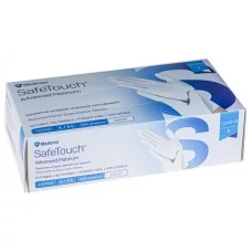 Рукавички нітрилові оглядові текстуровані без пудри нестерильні Medicom SafeTouch Advanced Platinum 3,5г білі, розмір S 50 пар