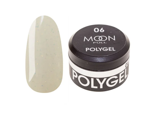 Полигель для наращивания ногтей Moon Full Poly Gel №06 Молочный с шиммером 15 мл
