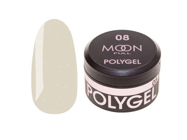 Полигель для наращивания ногтей Moon Full Poly Gel №08 Нюдовый з шиммером 15 мл