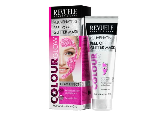 Маска-пленка розовая Revuele Color Glow Glitter омолаживающая с блестками 80 мл