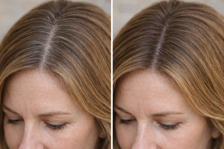 Маскировка седины по пробору - натуральный результат (до/после)