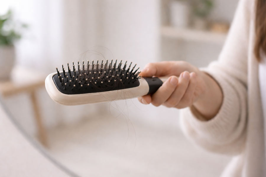 Кілька волосин на щітці після розчісування